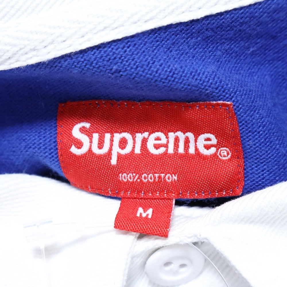 SUPREME(シュプリーム) 18SS Reflective Sleeve Stripe Rugby リフレクティブ ストライプ ラグビーシャツ 長袖シャツ ブルー