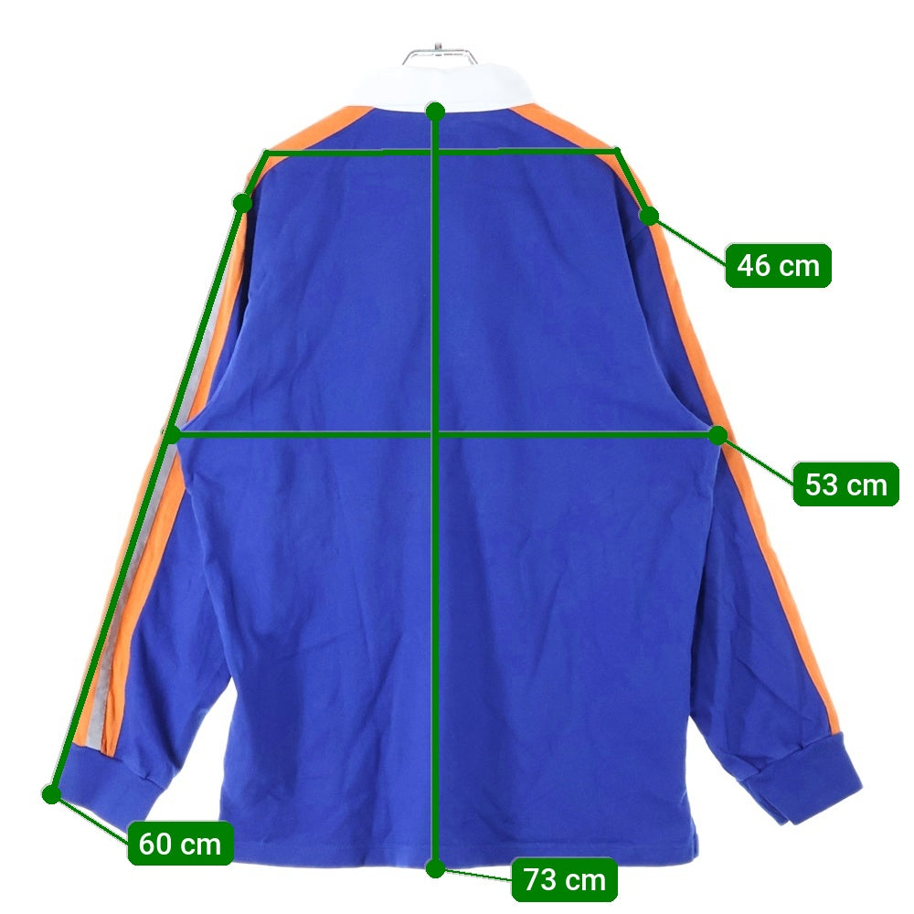 SUPREME(シュプリーム) 18SS Reflective Sleeve Stripe Rugby リフレクティブ ストライプ ラグビーシャツ 長袖シャツ ブルー