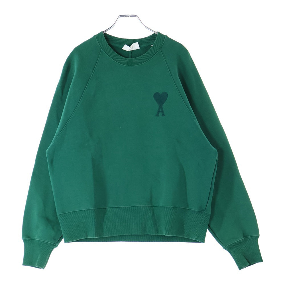 AMI Alexandre Mattiussi(アミアレクサンドルマテュッシ) Sweatshirt ハートロゴ刺繍 クルーネックスウェットトレーナー グリーン A21FJ028.747
