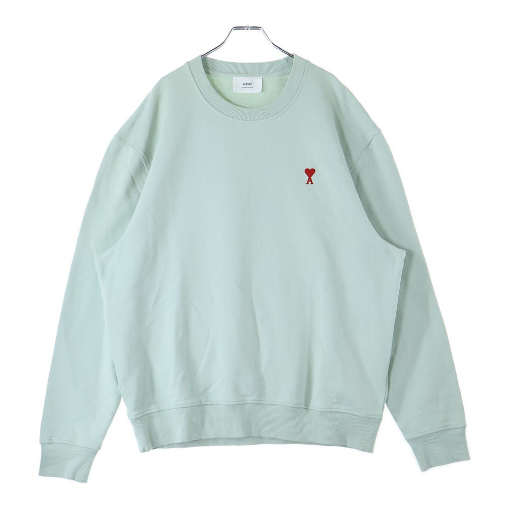 AMI Alexandre Mattiussi(アミアレクサンドルマテュッシ) Sweatshirt ハートロゴ刺繍 クルーネックスウェットトレーナー グリーン USW001.370