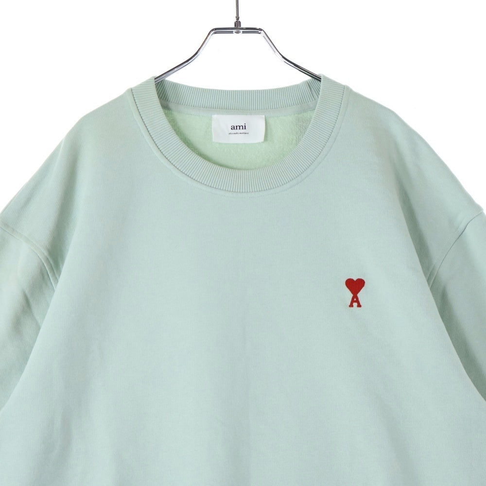 AMI Alexandre Mattiussi(アミアレクサンドルマテュッシ) Sweatshirt ハートロゴ刺繍 クルーネックスウェットトレーナー グリーン USW001.370