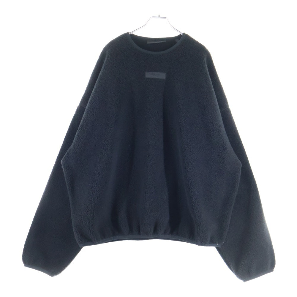 FEAR OF GOD ESSENTIALS(フィアオブゴッド エッセンシャルズ) FLEECE SWEATER ラバーロゴ ボアフリース クルーネックニットセーター ブラック