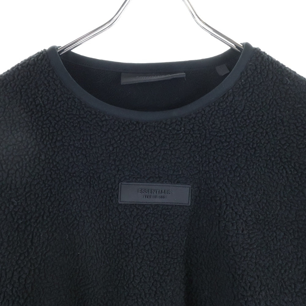 FEAR OF GOD ESSENTIALS(フィアオブゴッド エッセンシャルズ) FLEECE SWEATER ラバーロゴ ボアフリース クルーネックニットセーター ブラック