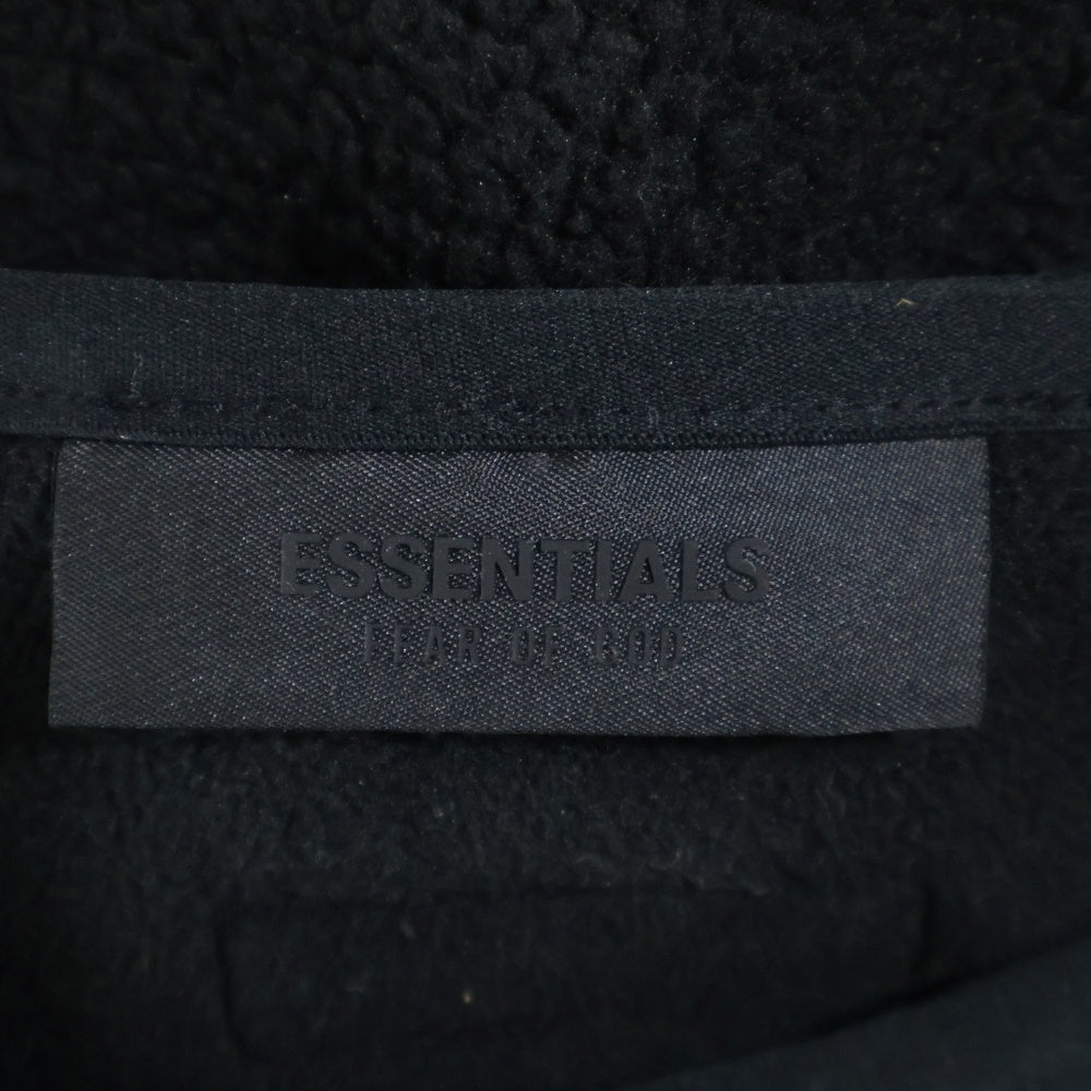 FEAR OF GOD ESSENTIALS(フィアオブゴッド エッセンシャルズ) FLEECE SWEATER ラバーロゴ ボアフリース クルーネックニットセーター ブラック