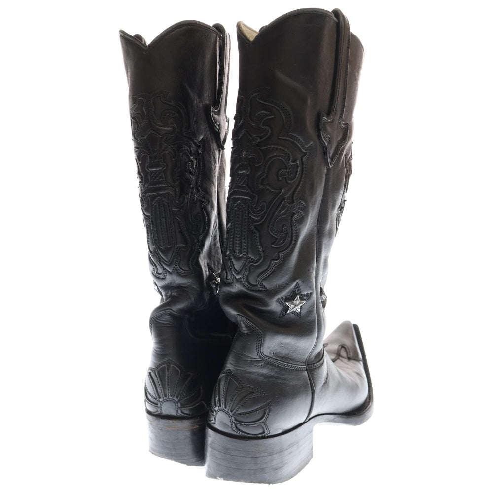 CHROME HEARTS(クロムハーツ) COWBOY WESTERN カウボーイウエスタン スターコンチョ レザーブーツ ブラック