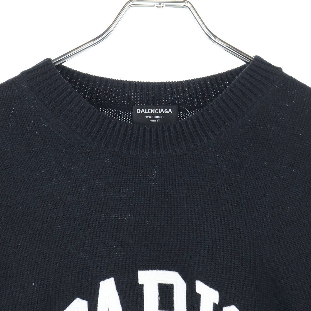 BALENCIAGA(バレンシアガ) 22SS PARIS LOGO CREW NECK KNIT パリスロゴ クルーネック ニット ブラック 682005 T1624