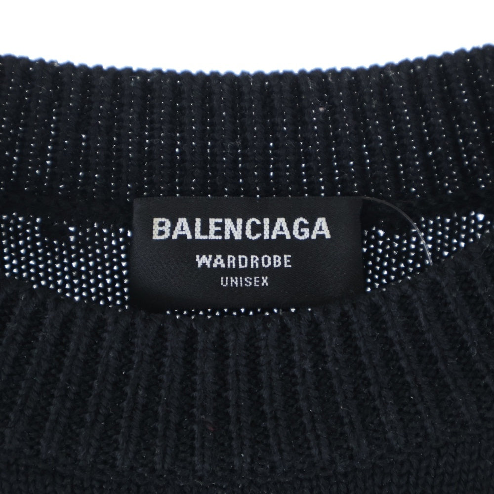 BALENCIAGA(バレンシアガ) 22SS PARIS LOGO CREW NECK KNIT パリスロゴ クルーネック ニット ブラック 682005 T1624