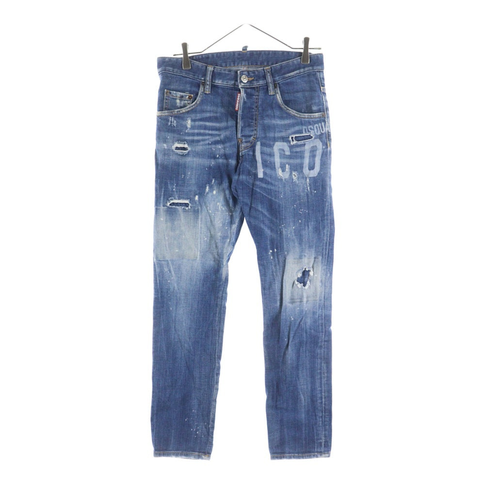 DSQUARED2(ディースクエアード) 21SS Skater Jean Icon ダメージ加工 スキニーデニムパンツ インディゴ S79LA0023 S30342