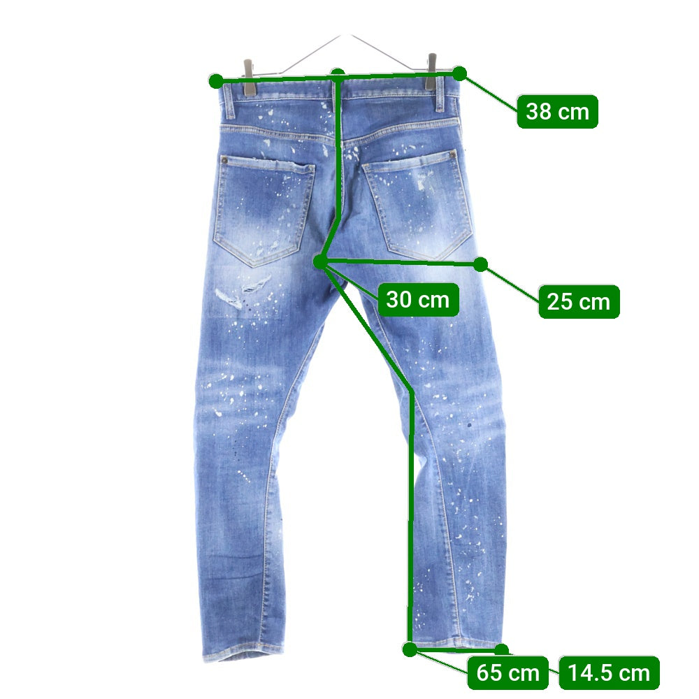 DSQUARED2(ディースクエアード) 22AW Sexy Twist Jean ダメージ加工 タイダイスキニーデニムパンツ インディゴ S74GU0644 S25030
