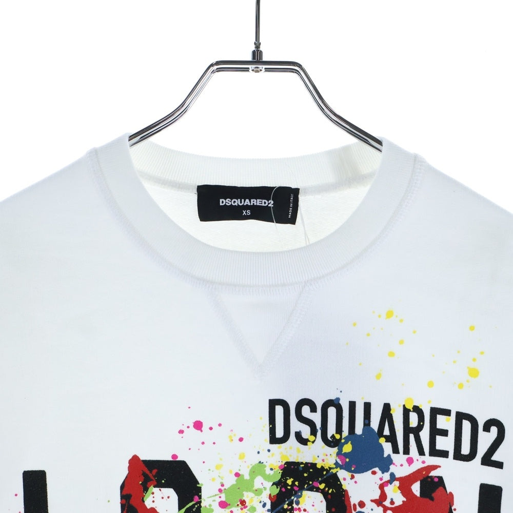 DSQUARED2(ディースクエアード) 22AW Icon Sweatshirt ダメージ加工 クルーネックスウェットトレーナー ホワイト S74GU0644 S25030