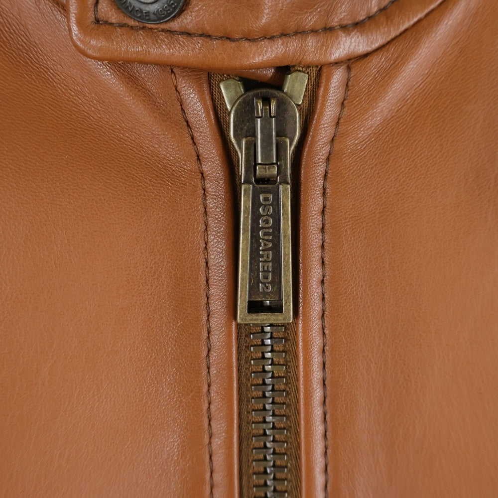 DSQUARED2(ディースクエアード) 23AW Biker Bomber レザージャケット ブラウン S74AM1328 SY1491