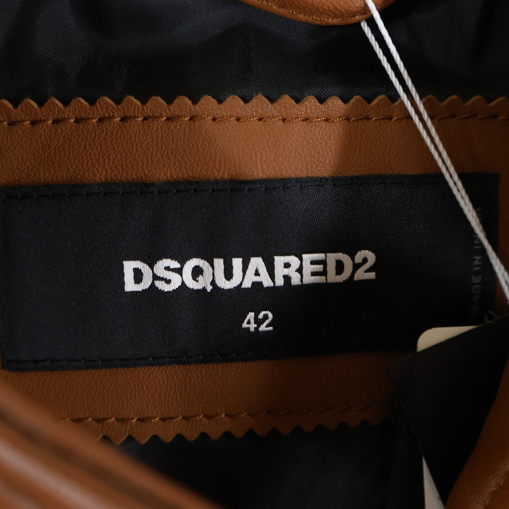 DSQUARED2(ディースクエアード) 23AW Biker Bomber レザージャケット ブラウン S74AM1328 SY1491