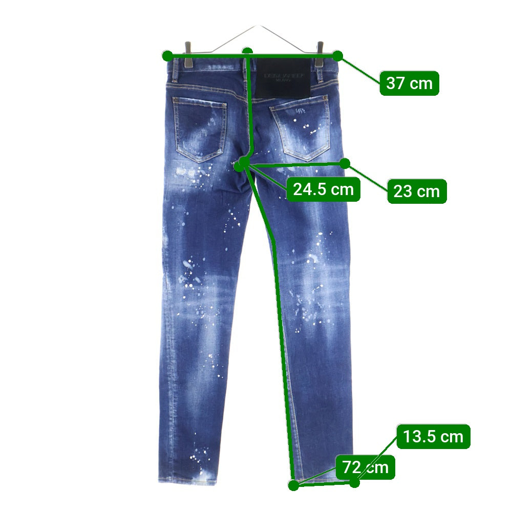 DSQUARED2(ディースクエアード) 21AW Jennifer Jean ダメージ加工 タイダイスキニーデニムパンツ インディゴ レディース