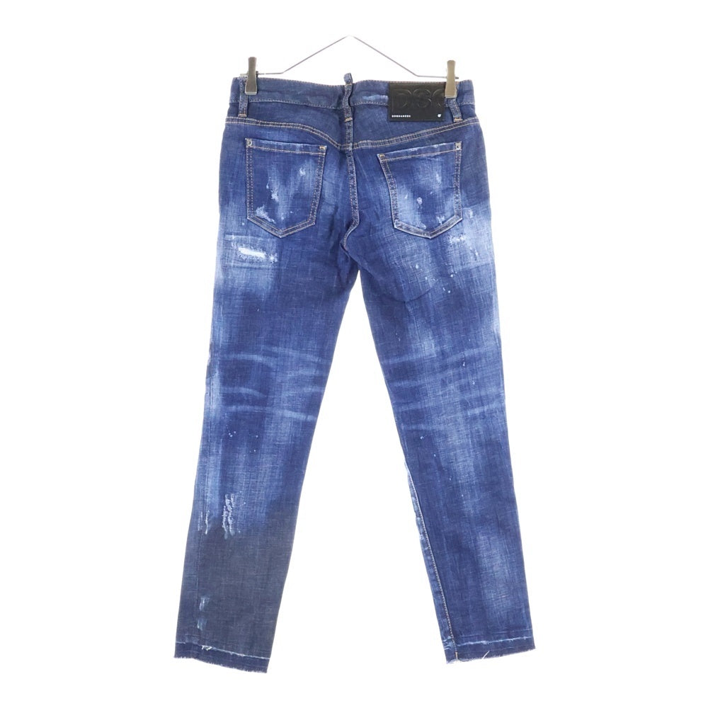 DSQUARED2(ディースクエアード) Sexy Twist Jean ダメージ加工 タイダイスキニーデニムパンツ インディゴ レディース