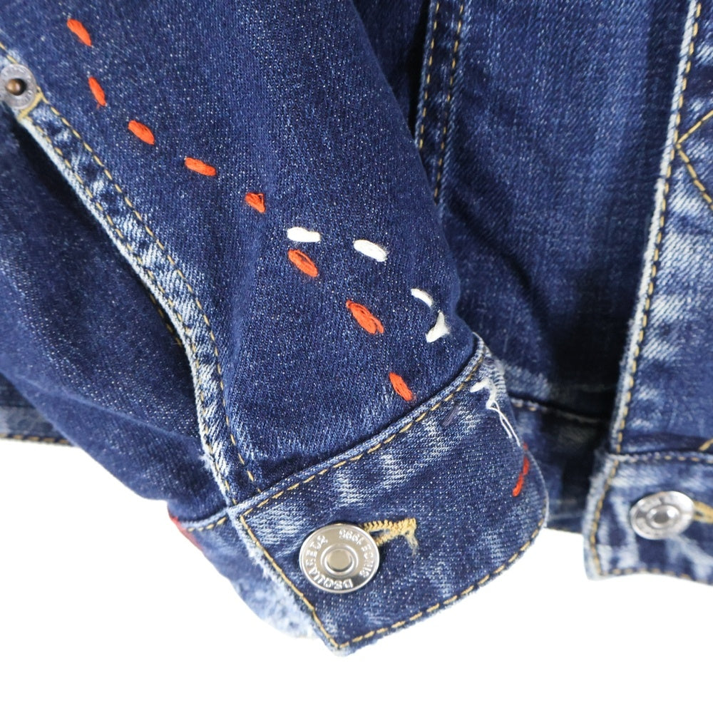 DSQUARED2(ディースクエアード) 22AW Dan Jean Jacket ダメージ加工 ペイントデニムジャケット インディゴ