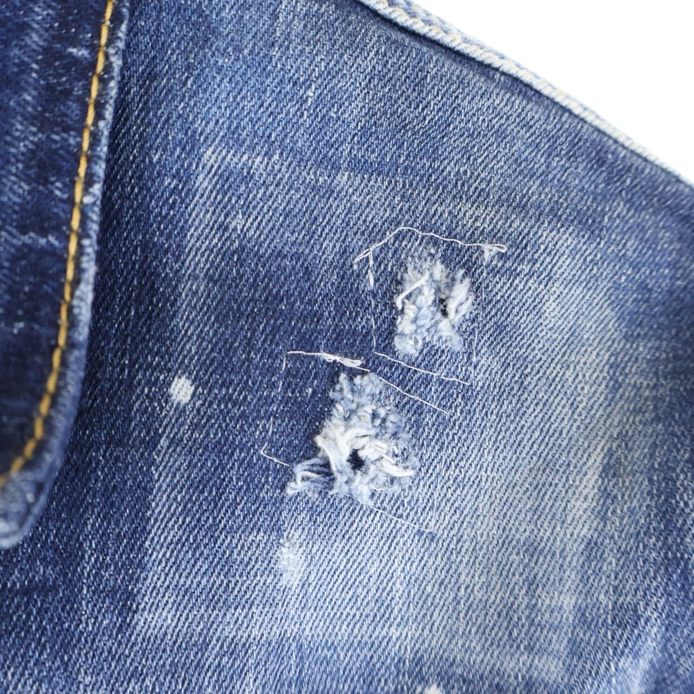 DSQUARED2(ディースクエアード) 22AW Icon Dan Jean Jacket ダメージ加工 ペイントデニムジャケット インディゴ