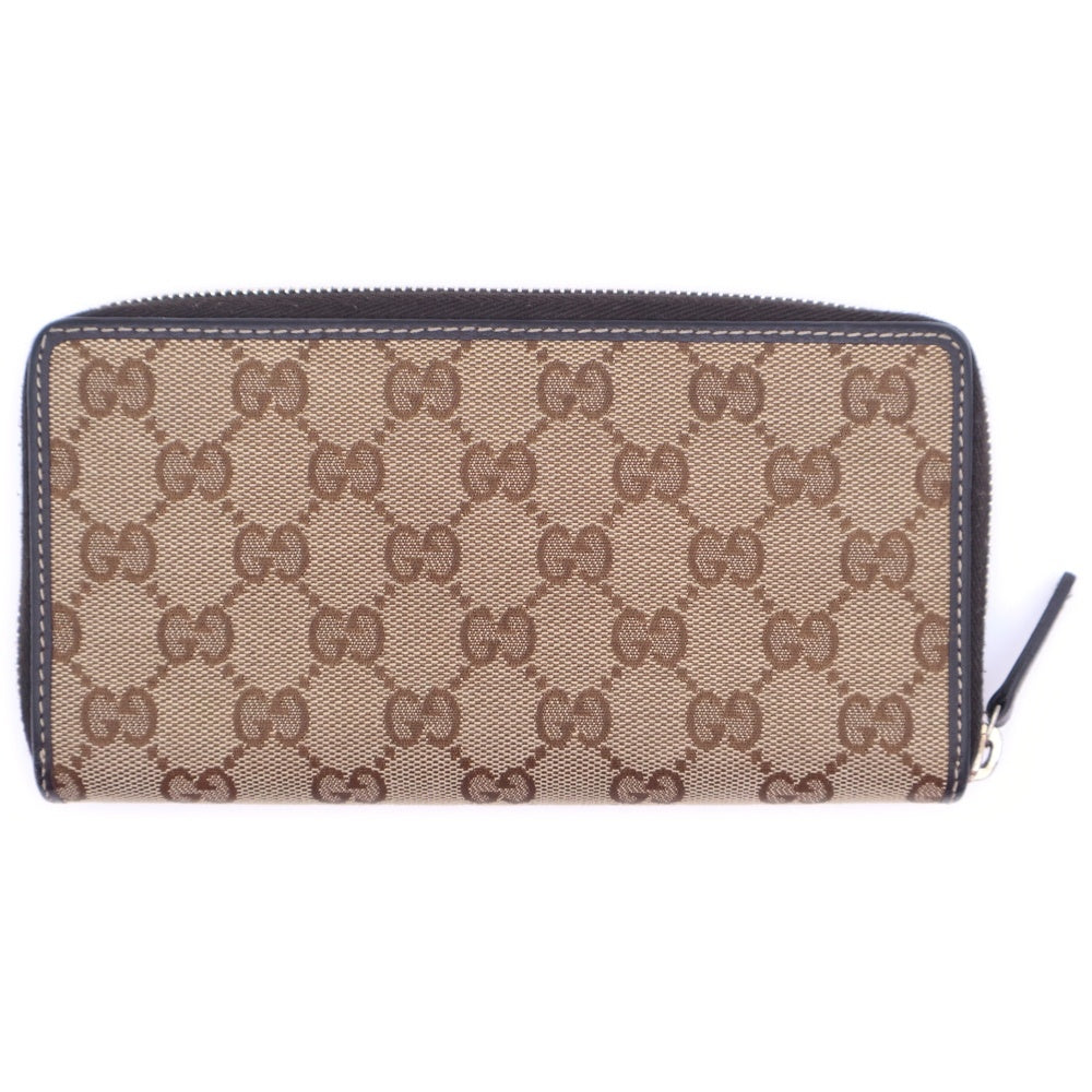 GUCCI(グッチ) GG Canvas Wallet シェリーライン リボン ラウンドジップ キャンバスウォレット 長財布 ベージュ 257003
