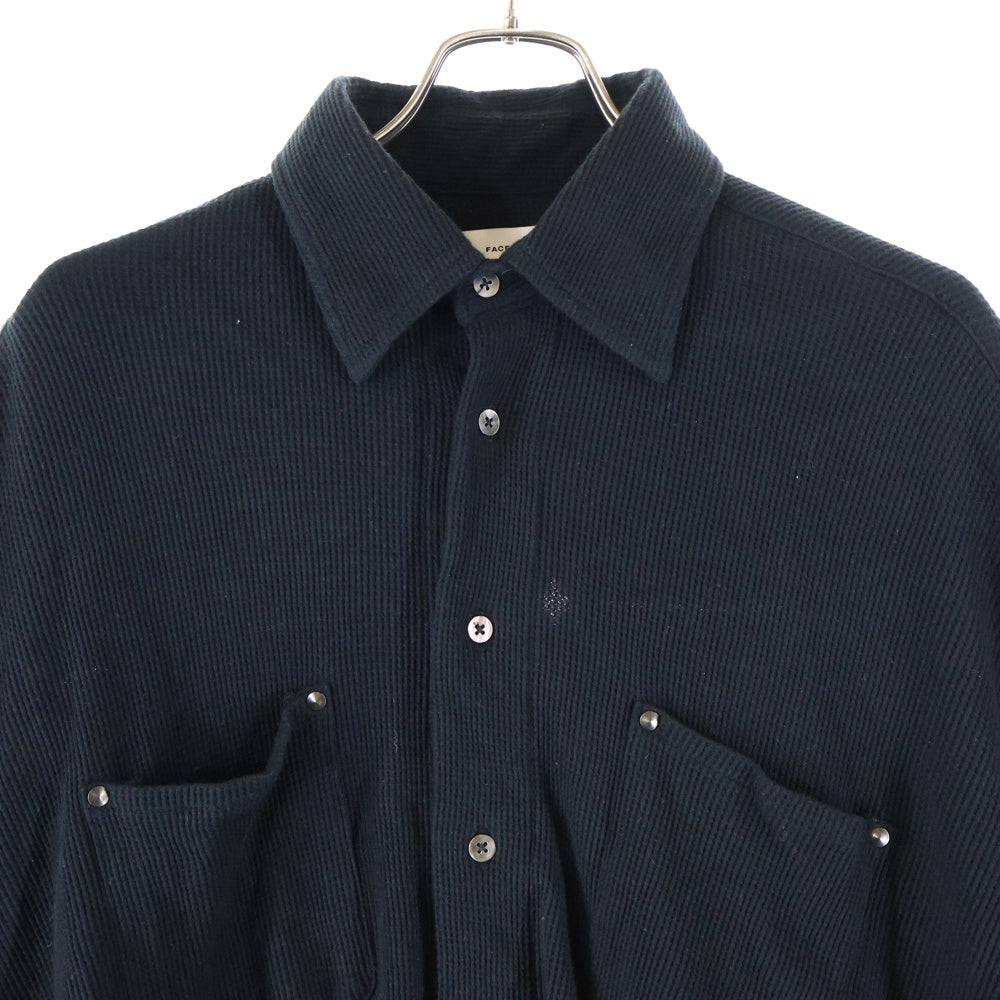 FACETASM(ファセッタズム) ZIP SHIRT ジップデザイン 長袖シャツ ブラック YA-SH-U02