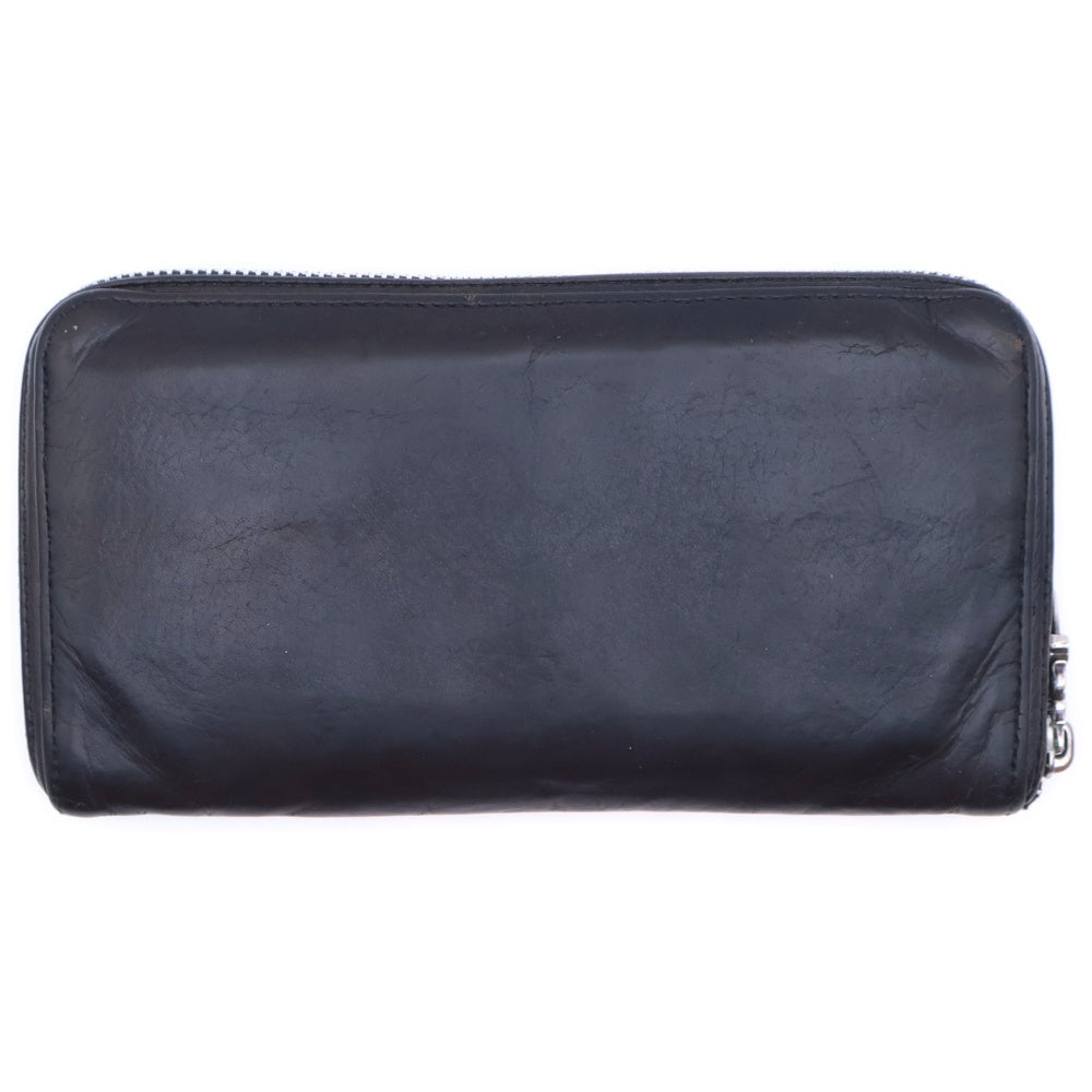 CHROME HEARTS(クロムハーツ) REC F ZIP PLANE ダガーラウンドジップ プレーンレザーウォレット 長財布 ブラック