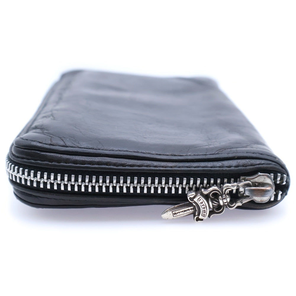 CHROME HEARTS(クロムハーツ) REC F ZIP PLANE ダガーラウンドジップ プレーンレザーウォレット 長財布 ブラック