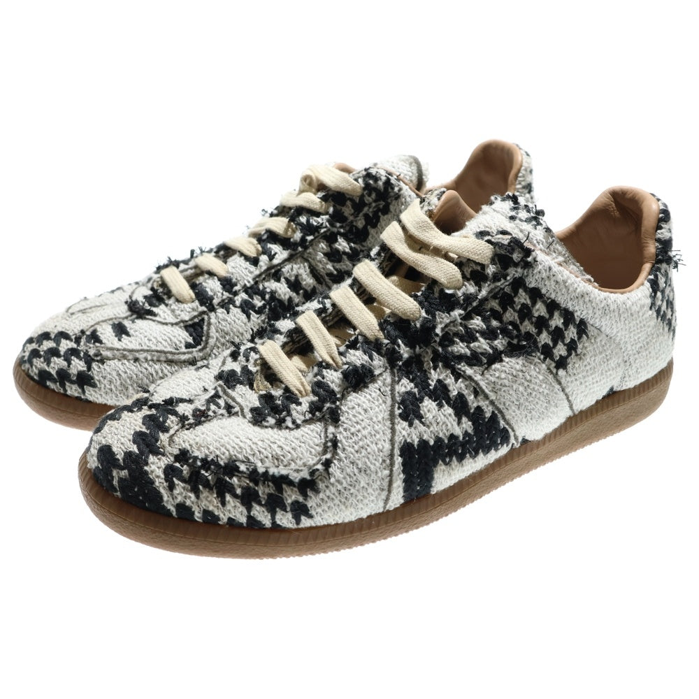 Maison Margiela 22(メゾンマルジェラ) Replica Tweed Sneaker レプリカ ツイード ローカットシューズ ブラック/ホワイト