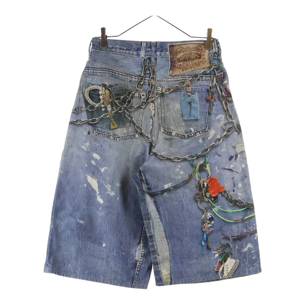 Acne Studios(アクネ ストゥディオズ) Loose Fit Shorts トロンプルイユ デニム柄ショーツ ハーフパンツ インディゴ FN-MN-SHOR000238 BE0163-