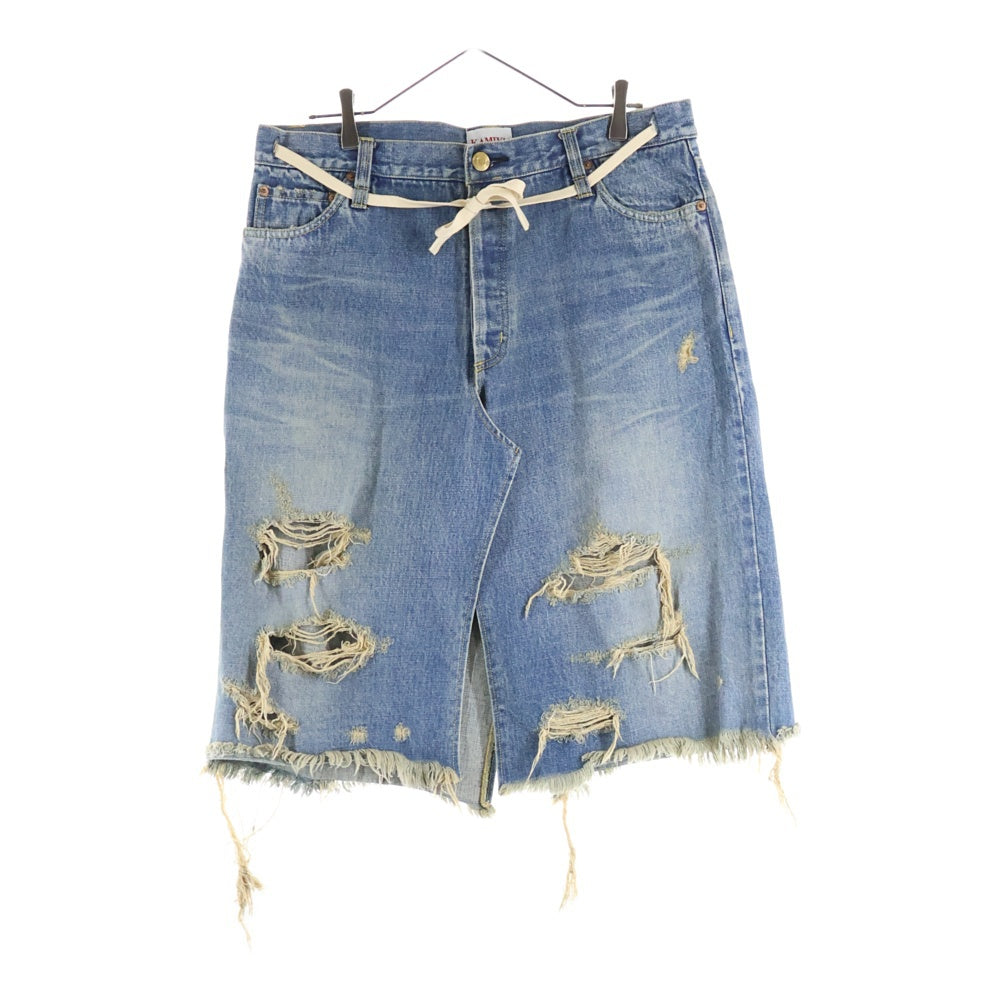KAMIYA(カミヤ) Denim Wrap Skirt ダメージ加工 デニムスカート インディゴ G14PT040