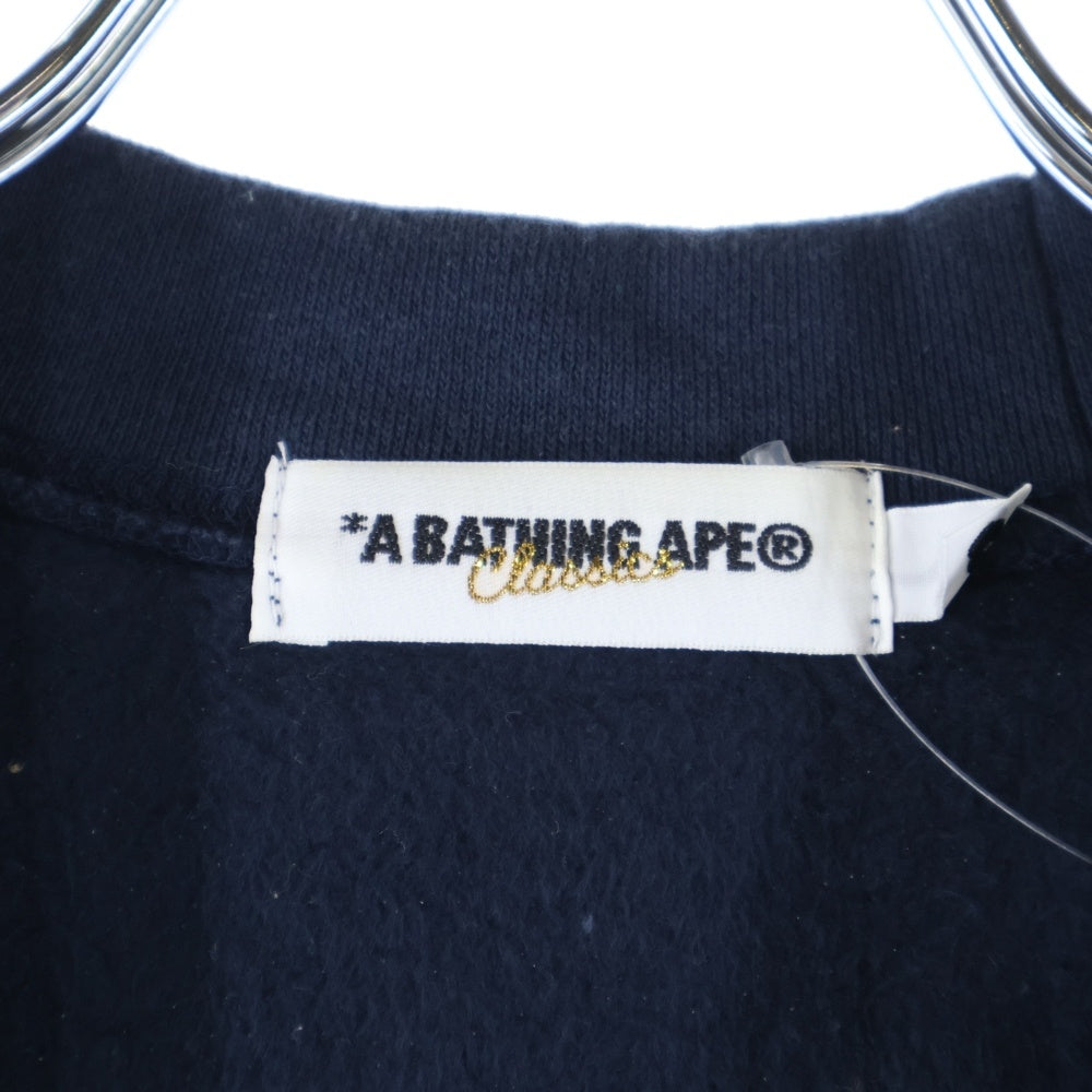 A BATHING APE(アベイシングエイプ) Cardigan ロゴ刺繍 Vネックカーディガン ネイビー