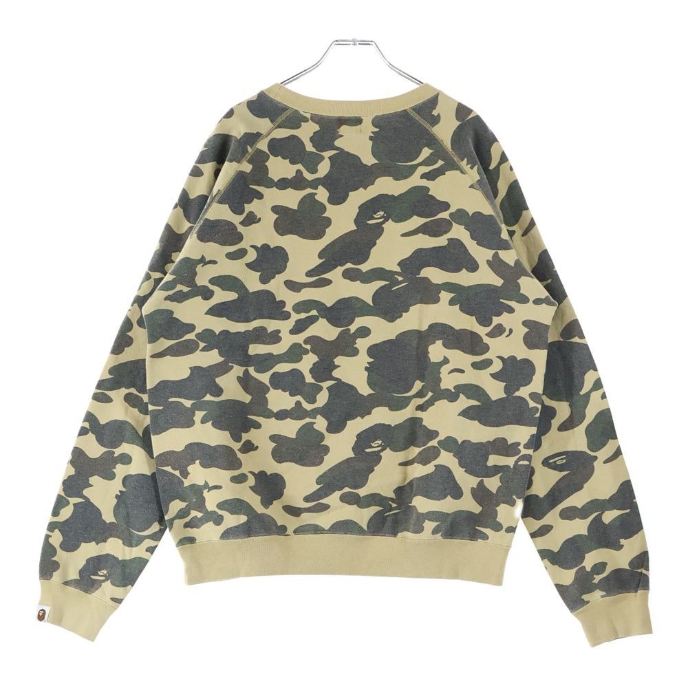 A BATHING APE(アベイシングエイプ) 1st Camo Studded Sweatshirt カモフラージュ 迷彩 ラインストーン装飾 クルーネックスウェットトレーナー カーキ