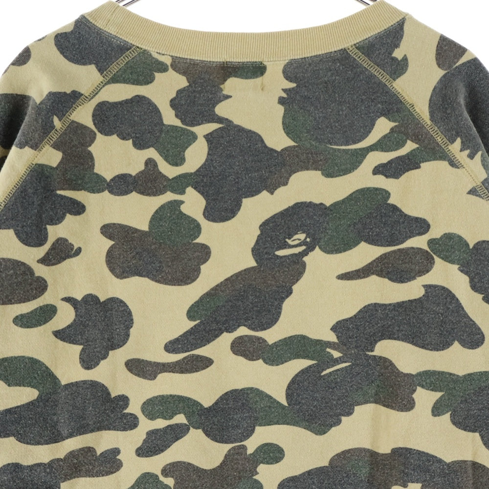 A BATHING APE(アベイシングエイプ) 1st Camo Studded Sweatshirt カモフラージュ 迷彩 ラインストーン装飾 クルーネックスウェットトレーナー カーキ