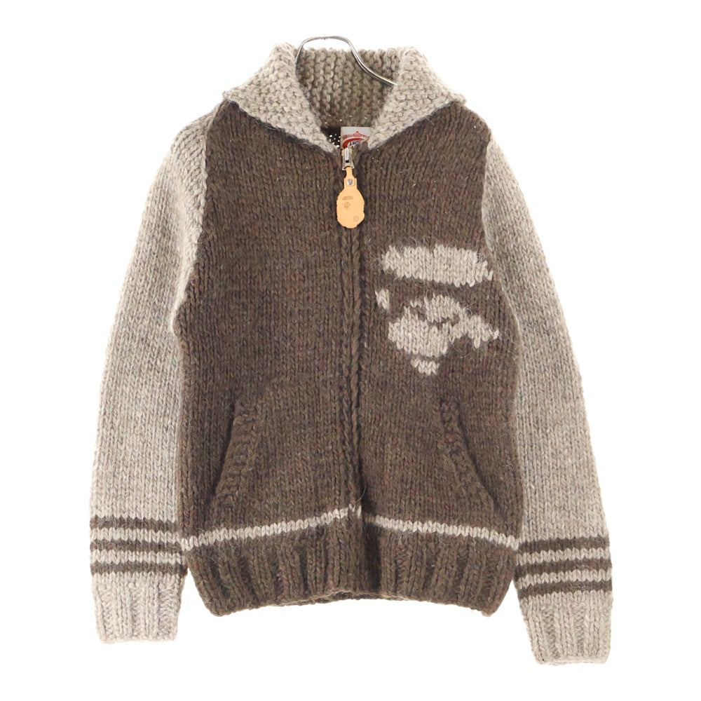 A BATHING APE(アベイシングエイプ) Wool Knit Jacket カウチン ウールジップアップジャケット ブラウン 1860-120-020