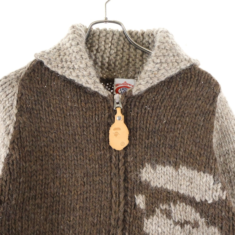 A BATHING APE(アベイシングエイプ) Wool Knit Jacket カウチン ウールジップアップジャケット ブラウン 1860-120-020