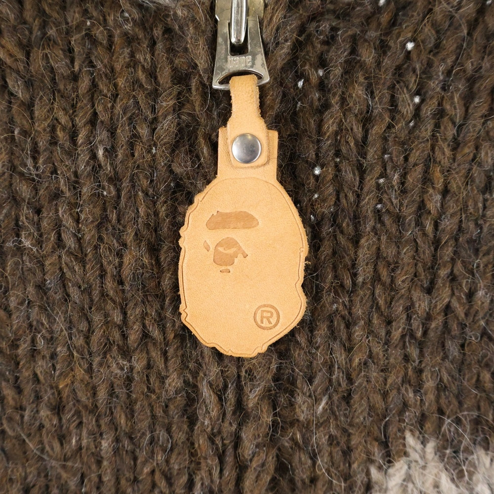 A BATHING APE(アベイシングエイプ) Wool Knit Jacket カウチン ウールジップアップジャケット ブラウン 1860-120-020