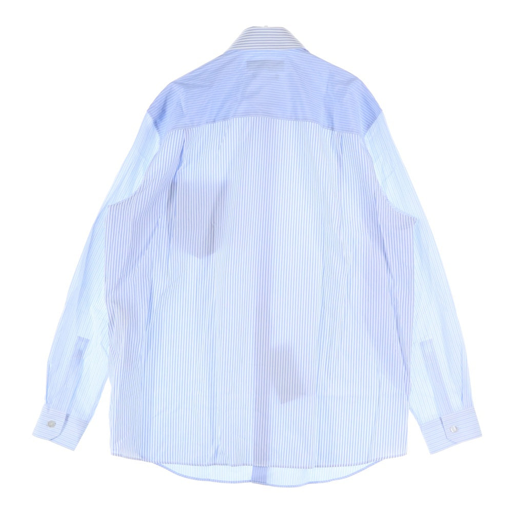 GUCCI(グッチ) Emboss Logo Shirt エンボスロゴ ストライプ長袖シャツ ブルー