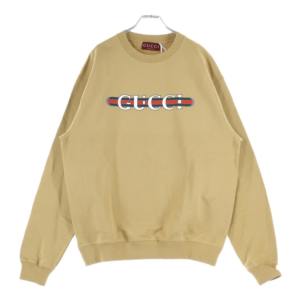 GUCCI(グッチ) Sweatshirt ロゴプリント クルーネックスウェットトレーナー ベージュ