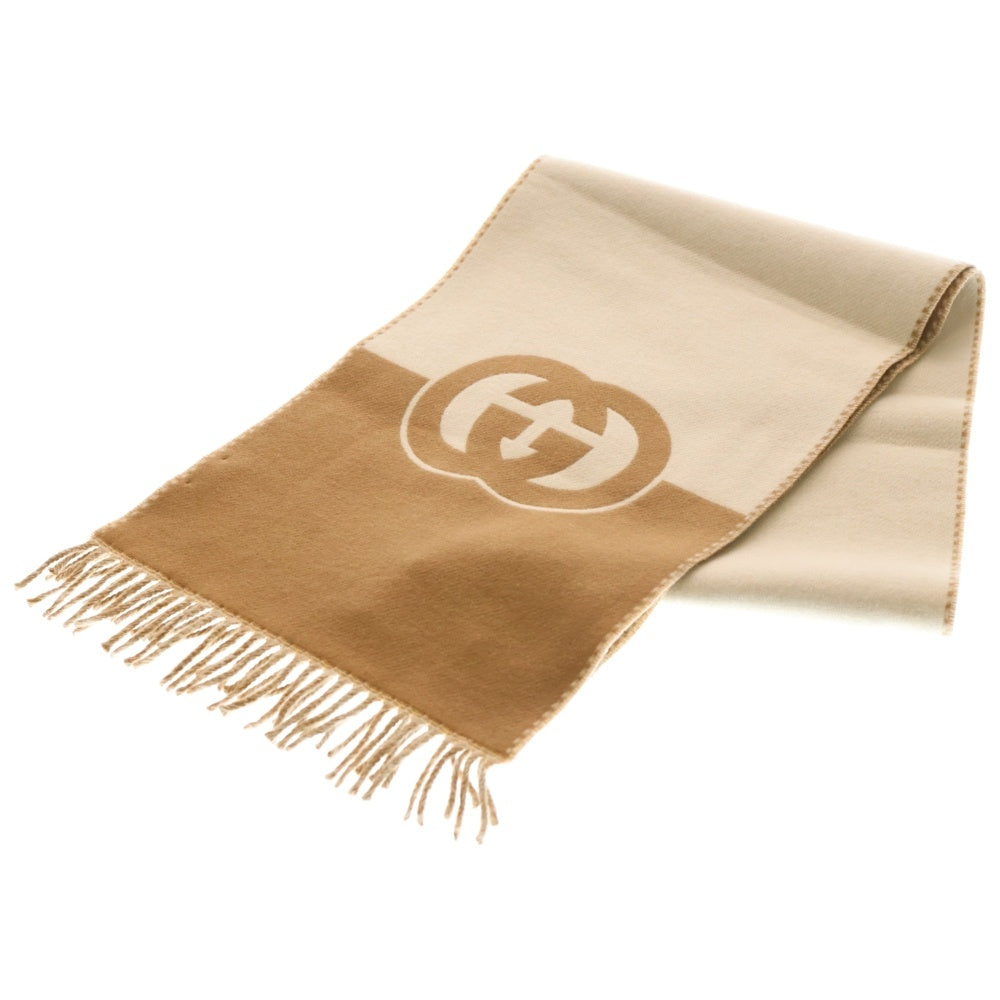 GUCCI(グッチ) Wool Cashmere Scarf カシミヤ混 ウールスカーフ マフラー ベージュ 715497 3GB02