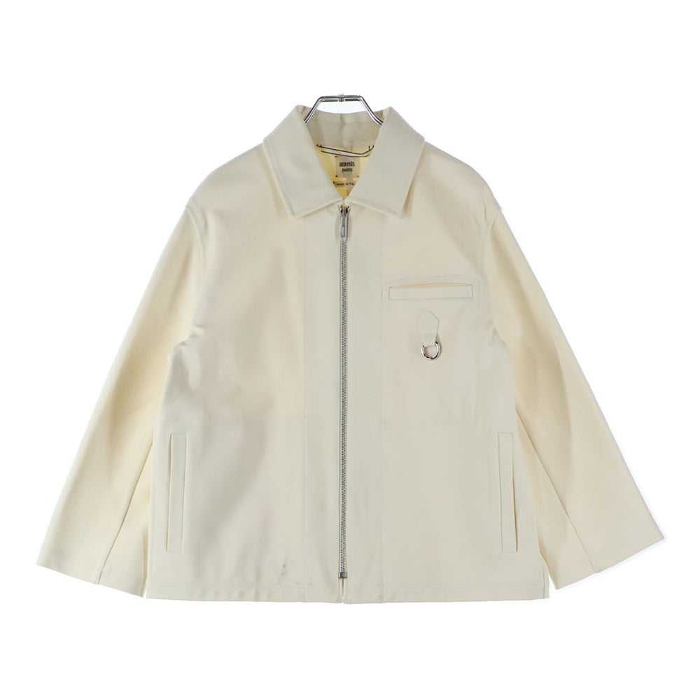 HERMES(エルメス) Zippered Overshirt Jacket ジップアップ オーバーサイズ ジャケット ブルゾン ホワイト レディース 3E0215DJ