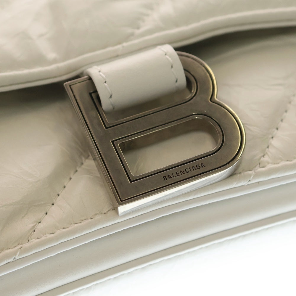 BALENCIAGA(バレンシアガ) Crush Quilted Chain Bag S クラッシュ キルティングチェーンショルダーバッグ ホワイト 716351