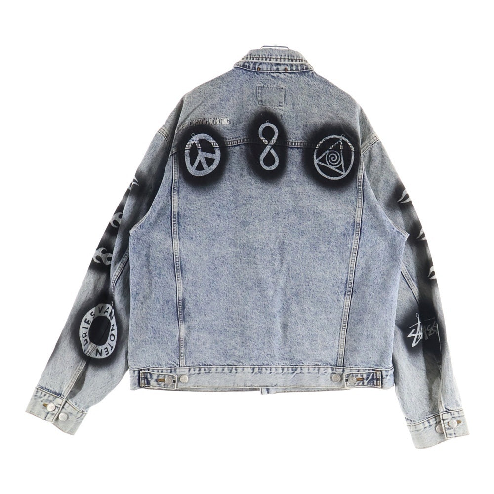 STUSSY(ステューシー) ×Dries Van Noten Hand Stencilled Denim Jacket ドリスヴァンノッテン ステンシル 総柄デニムジャケット インディゴ