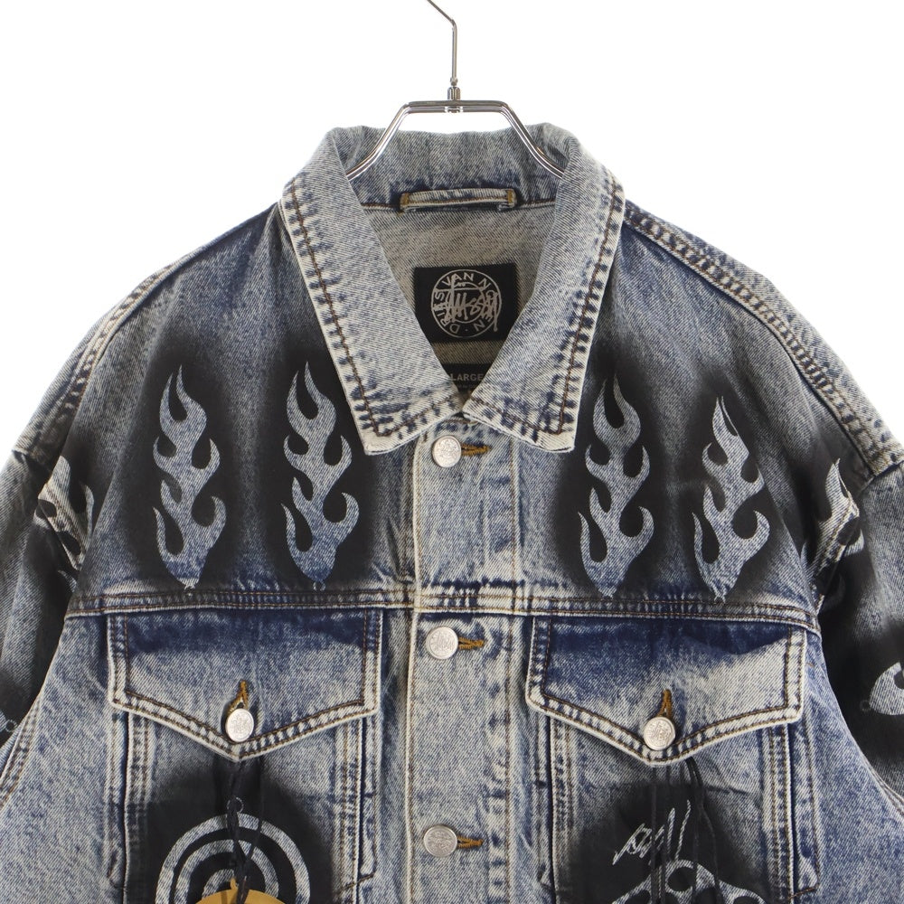 STUSSY(ステューシー) ×Dries Van Noten Hand Stencilled Denim Jacket ドリスヴァンノッテン ステンシル 総柄デニムジャケット インディゴ