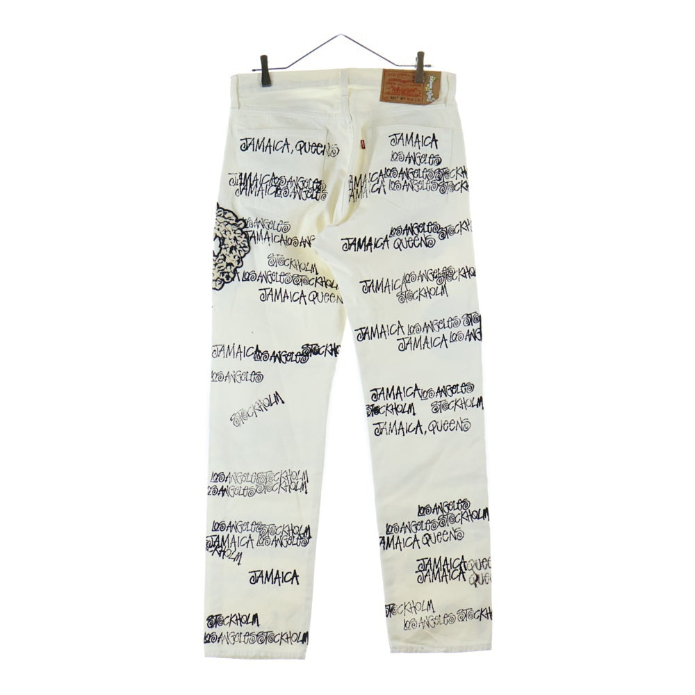 DENIM TEARS(デニムティアーズ) ×STUSSY ×OUR LEGACY Levi's 501 Denim Pants ステューシー アワーレガシー リーバイス 総柄デニムパンツ ホワイト