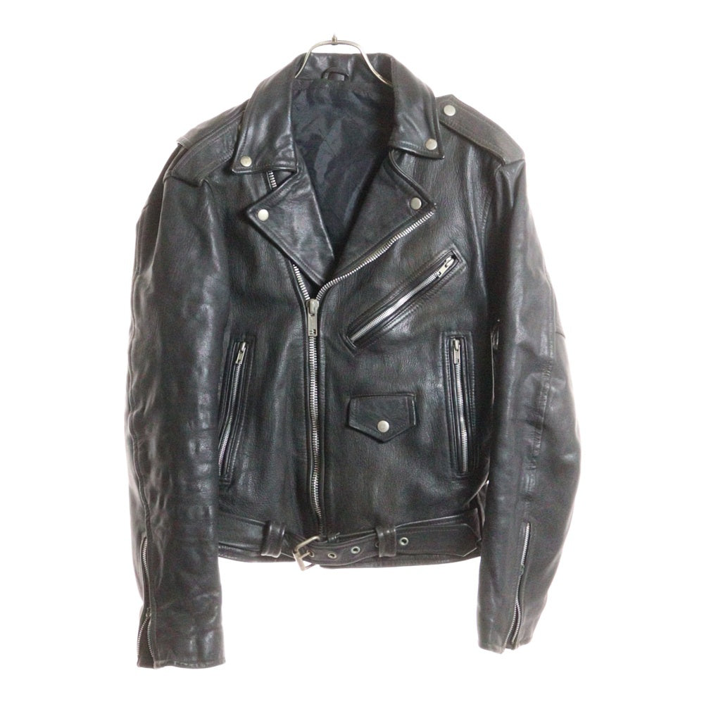 NO BRAND(ノーブランド) VINTAGE ヴィンテージ YKKジッパー レザー ダブルライダースジャケット ブラック