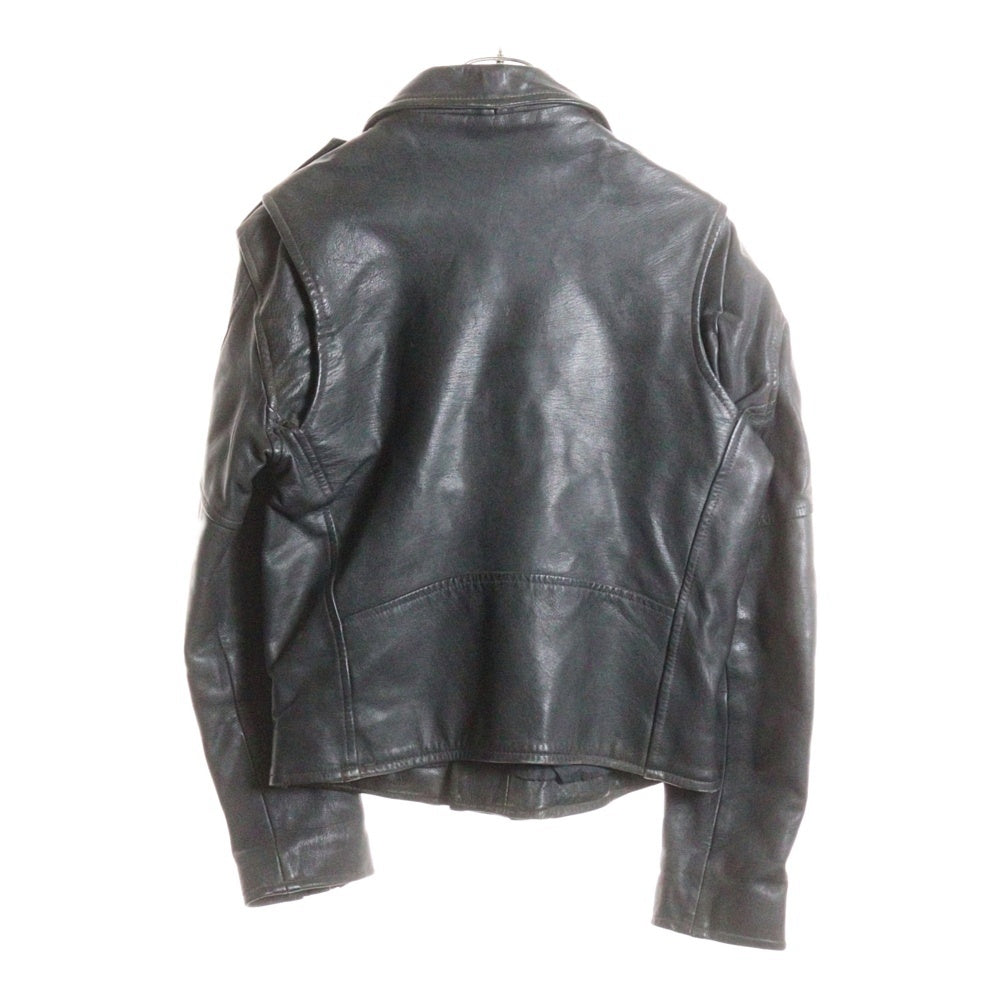 NO BRAND(ノーブランド) VINTAGE ヴィンテージ YKKジッパー レザー ダブルライダースジャケット ブラック