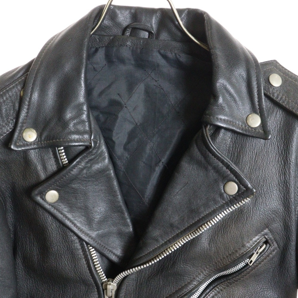 NO BRAND(ノーブランド) VINTAGE ヴィンテージ YKKジッパー レザー ダブルライダースジャケット ブラック