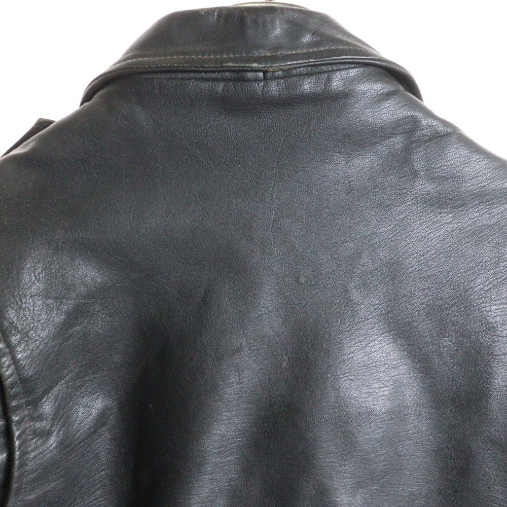 NO BRAND(ノーブランド) VINTAGE ヴィンテージ YKKジッパー レザー ダブルライダースジャケット ブラック