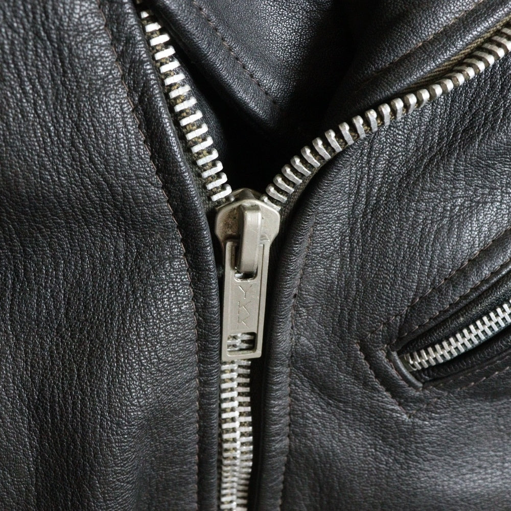 NO BRAND(ノーブランド) VINTAGE ヴィンテージ YKKジッパー レザー ダブルライダースジャケット ブラック