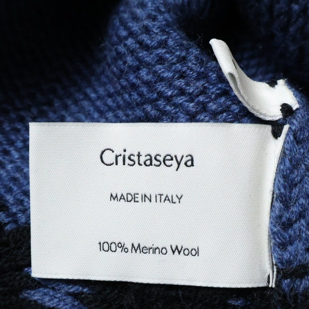 CristaSeya(クリスタセヤ) OVERSIZED MOUNTAIN SWEATER オーバーサイズ マウンテン スウェット ブラック/ブルー セーター