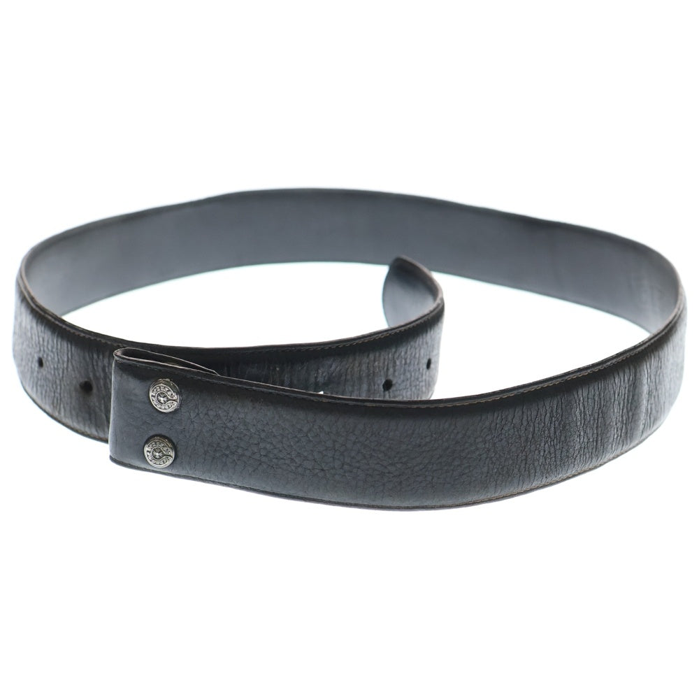 CHROME HEARTS(クロムハーツ) 1.5 STRAP 1.5inch スクロールレーベルリベッツ レザーベルト ブラック