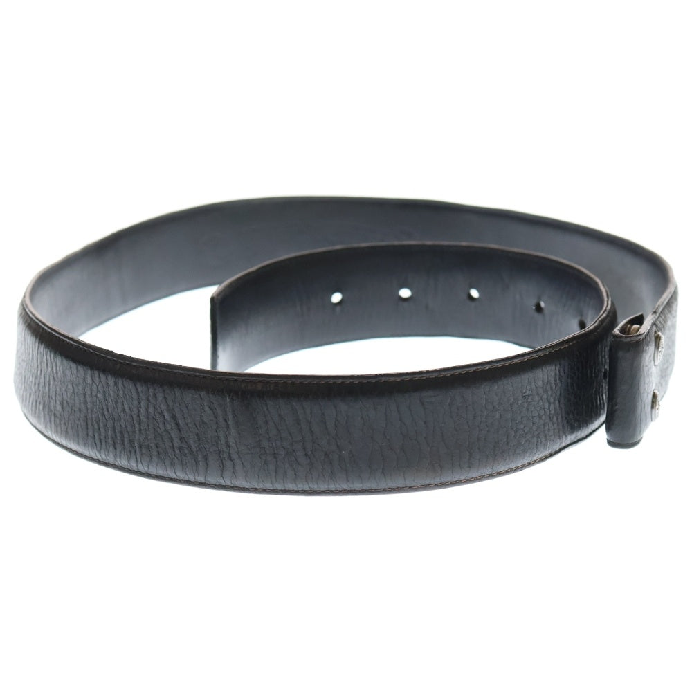 CHROME HEARTS(クロムハーツ) 1.5 STRAP 1.5inch スクロールレーベルリベッツ レザーベルト ブラック