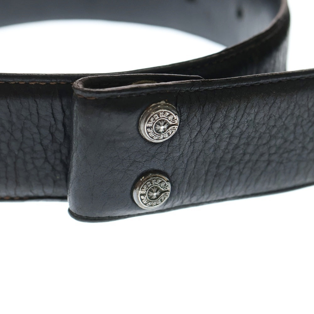 CHROME HEARTS(クロムハーツ) 1.5 STRAP 1.5inch スクロールレーベルリベッツ レザーベルト ブラック